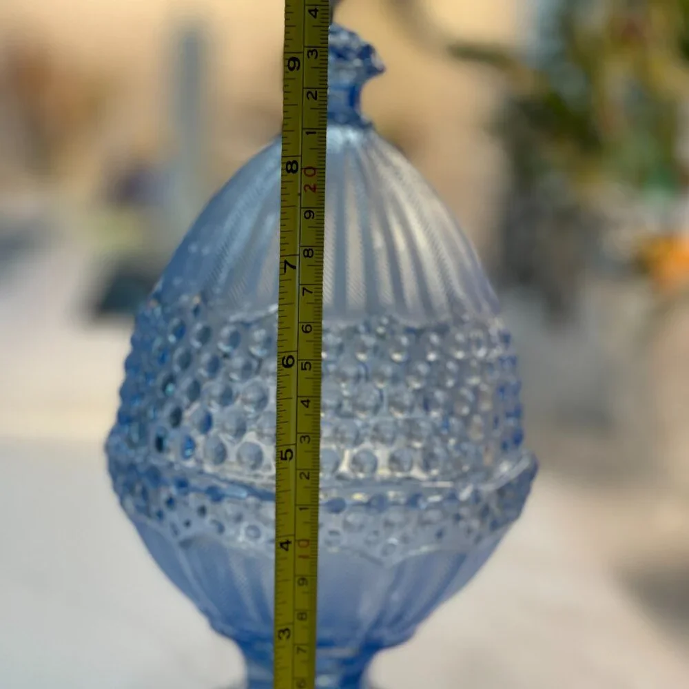 Gorham Crystal Blue Hobnail Egg Shaped Candy Dish - Picture 16 of 16